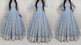 Organic anarkali frock cutting and stitching party wear long frock design umbrella frock cutting [upl. by Haleak]