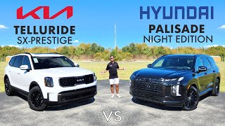 SUPERIOR SIBLINGS  2024 Hyundai Palisade Night vs Kia Telluride SXP Comparison [upl. by Mlawsky]