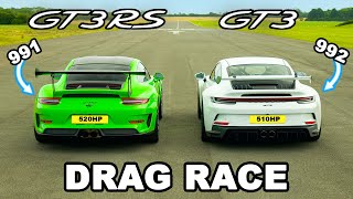 New Porsche 911 GT3 v GT3 RS DRAG RACE 992 v 991 [upl. by Sivatnod958]