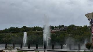 Branson Landing Fountain Show  Kung Fu Fighting 2024 windy 💨 [upl. by Arvo]