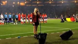 Nina Nesbitt and Tartan Army sing National Anthem at Hampden [upl. by Monty]