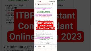 ITBP ASSISTANT COMMANDANT ENGINEER ONLINE FORM 2023 । ITBP assistant Commandant Vacancy 2023 [upl. by Huckaby]