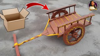 Bullock cart making with cardboard  bailgadi bnana  madhusingharts [upl. by Nyleuqcaj]