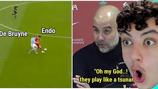 Reacting To Pep Guardiolas reaction to Endo and Mac Allister pocketing Kevin De Bruyne 😅 [upl. by Eninnej18]