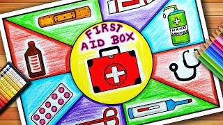 World First Aid Day Drawing  First Aid Box Drawing  First Aid Kit Drawing  First Aid Day Poster [upl. by Dripps]