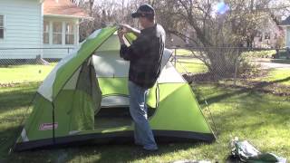 How to set up a tent for camping amp a crazy little dog Coleman Camping Tent [upl. by Japeth263]