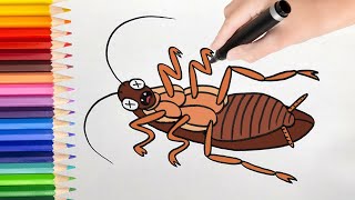 How to draw a cartoon cockroach [upl. by Hailat948]