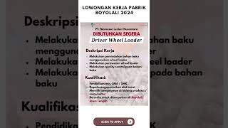 Lowongan Kerja Pabrik Boyolali Terbaru 2024 lokerpabrik lokerboyolali lokerhariini lokerterdekat [upl. by Cutcliffe]