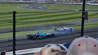 Tom Blomqvist amp Marcus Ericsson crash in turn 1 Indy 500 2024 Slowmo included [upl. by Tades]