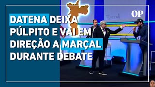 Datena deixa púlpito e parte em direção a Marçal durante debate da TV Gazeta pela prefeitura de SP [upl. by Ellehcor]