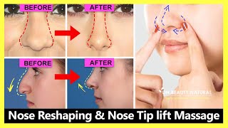 Nose Reshaping Sharpen amp Nose Tip lift Massage  Reduce Nose size and Wide nose  Get Nose Thinner [upl. by Aissac]