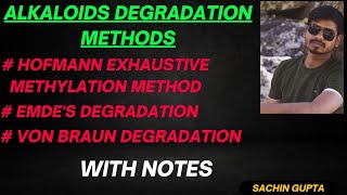 ALKALOIDS DEGRADATION METHODS ll HOFMANN EXHAUSTIVE METHYLATION ll EMDES METHOD ll VON METHOD ll [upl. by Masterson]