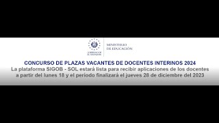 Concurso de plazas vacantes docentes interinos año 2024 desde el 18 al 28 de diciembre de 2024 [upl. by Gabrielli241]