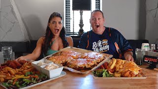 TACKLING THE HUNTSMANS UNBEATABLE GIANT PARMO CHALLENGE RECORD ft RateMyTakeaway [upl. by Edgard]