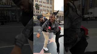 Drunk fight on Hollywood Walk of Fame Fikshun vs Cinco fight action drunk fikshun [upl. by Nirik653]