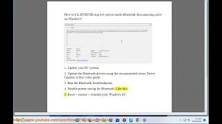 Fix BTHUSB stop low power mode Bluetooth disconnecting error on Windows [upl. by Ymeon389]