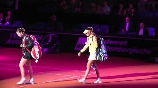 Ana Ivanovic vs Andrea Petkovic walk in  Porsche Tennis Grand Prix 2013 [upl. by Kissner339]