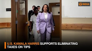 US Kamala Harris supports eliminating taxes on tips  DD India [upl. by Nnahtebazile]