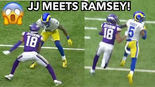 Justin Jefferson vs Jalen Ramsey FULL MATCHUP Rams vs Vikings 2021 highlights  WR vs CB [upl. by Elleira]