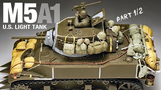 M5A1  Part 1  Tamiya  135  Tank Model   model building [upl. by Rica]