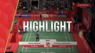 Wong Wing Ki Hongkong VS Anthony Sinisuka Ginting Indonesia [upl. by Lydia]