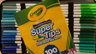 Crayola Supertips 100 Set Swatch and Review [upl. by Minetta]