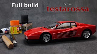 Ferrari Testarossa  Full build Step by step  Scale model  Tamiya  124  ASMR [upl. by Blaire]