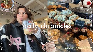 Daily chronicles💓Solo date pottery painting new cafe [upl. by Anivle436]