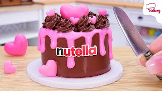 💕Mini Cake 💕 Sweet amp Chic Making a Nutella Pink Drip Cake  Mini Bakery [upl. by Nahtahoj]