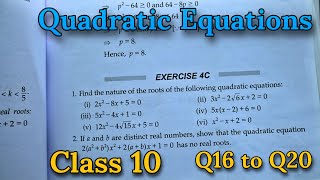 Ex 4C Q16 to Q20 Class 10 Quadratic Equations  RS Aggarwal  Chapter 4 CBSE  Rajmith study [upl. by Haggai]