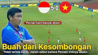 🔵 BELUM INSYAF MESKI KALAH TELAK ‼️Pelatih Vietnam U16 Malah Salahkan Jadwal amp Cuaca usai Kalah 50 [upl. by Aranaj]