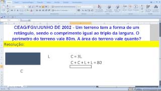 Área do Retângulo a partir dos lados comprimento e largura e do perímetro [upl. by Galvan997]