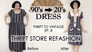 1920s style vintage dress thrift store REFASHION  DIY vintage dress  Thrift to Vintage ep8 [upl. by Sashenka]