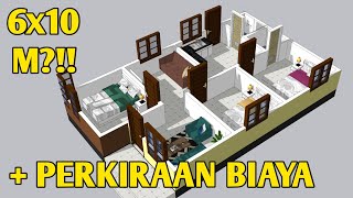 Desain Rumah Minimalis 6x10 Meter dengan 3 Kamar tidur  Denah Lengkap [upl. by Stearne]