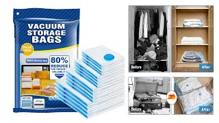 Vacuum Storage Bags Space Saver Vacuum Sealed Bags Blanket Clothes Comforters Home Organizer [upl. by Manda]