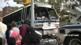 MTA Bus NovaBus RTS 9212 being towed amp Orion V exBL 104 on the Q23  HHarding Expressway [upl. by Acnairb]