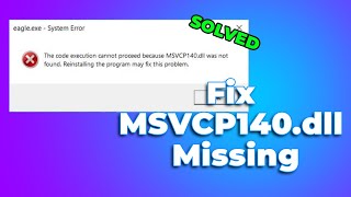 SOLVED MSVCP140dll Missing or Not Found ❌ In Windows 1110 2024 Full Guide✔️ [upl. by Anilag]