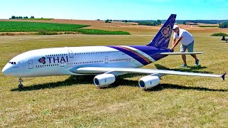 STUNNING amp GIGANTIC  102KG XXXL RC AIRBUS A380  SCALE MODEL TURBINE JET AIRLINER  FLIGHT DEMO [upl. by Alegre]