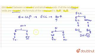 In a crystalline solid anions B are arranged in a ccp Cations A are equally distributed betwee [upl. by Helali]