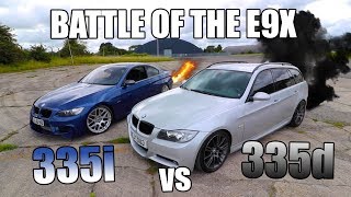 BMW 335i v 335d DRAG RACE CRAZY RESULT [upl. by Elfrieda891]