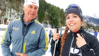 Biathlon lernen mit BiathlonLegende Fritz Fischer in Ruhpolding [upl. by Tamra521]