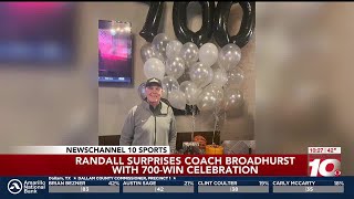 VIDEO Randall Raiders celebrate Coach Broadhurst reaching 700win mark [upl. by Anilram]