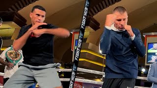 David Benavidez vs Oleksandr Gvozdyk FULL MEDIA WORKOUT [upl. by Alguire]