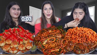 Spiciest Golgappa Chilli Momos Spicy Korean Ramen Noodles Spicy Garlic Maggi Eating Challenge [upl. by Eissak]