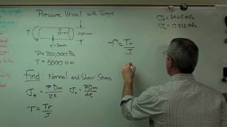 Pressure Vessel with Torque  Part 1  Finding StressesMP4 [upl. by Eeloj]