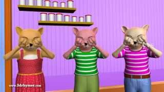 Three Little Kittens  3D Animation English Nursery rhyme for children with lyrics [upl. by Repard449]