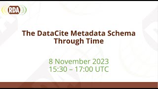 The DataCite Metadata Schema Through Time – RDA’s 10th Anniversary Event [upl. by Noved]