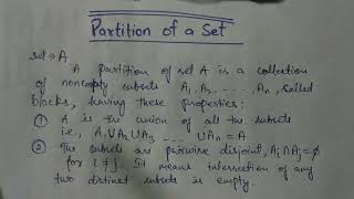 Partition of a set Discrete Mathematics5 [upl. by Gobert]