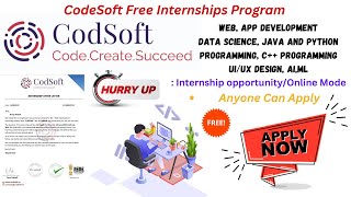 FREE Online Courses by CodeSoft Free Certificate  REPUTED Tech amp NonTech Courses internship [upl. by Ariela]