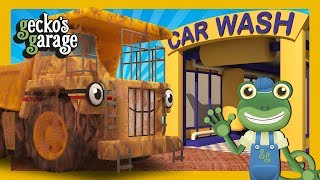 Dirty Diggers amp Dump Trucks in the Car Wash  Geckos Garage  Truck Cartoons For Children [upl. by Yrrol978]